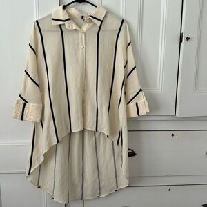 ANTHROPOLOGIE SANCIA STRIPED HI LO BUTTON DOWN SZ XS